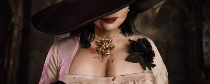 UltraWide 32:9 Makeup wallpapers (3840x1080): Lady Dimitrescu, Resident Evil Village, vampire, gothic