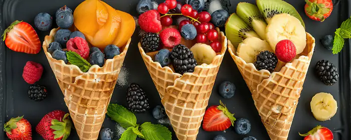 5K2K UltraWide 21:9 dessert wallpapers (5120x2160): ice cream, strawberry, blueberry, raspberry
