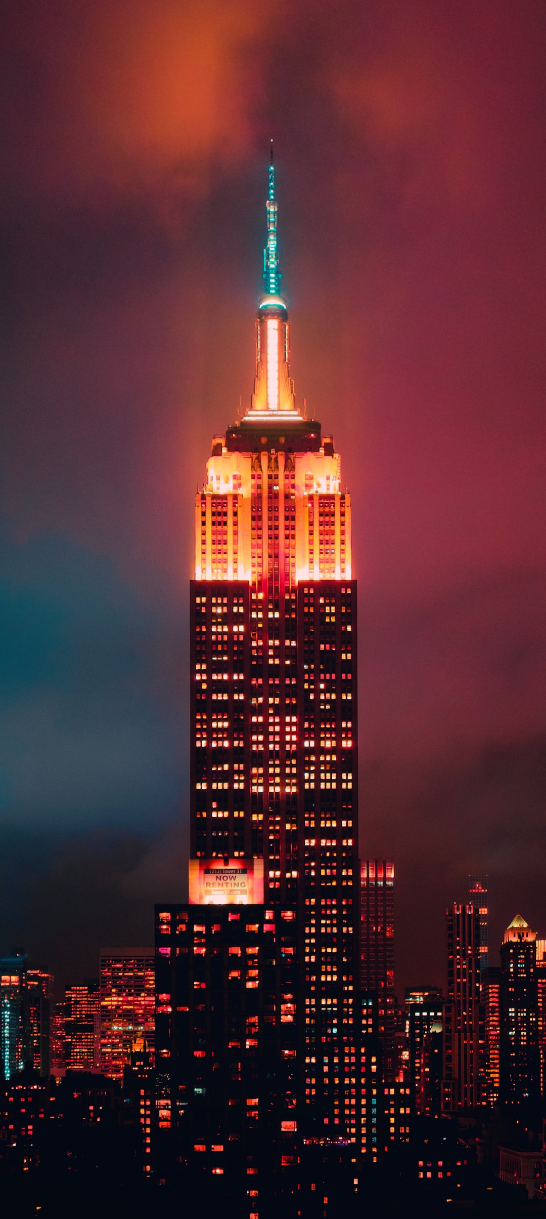 Empire State Building illuminated at night - Wallpapers for Samsung Galaxy A13/A14/A53, Realme 12 Pro 5G, POCO M5 in 1080x2408 resolution