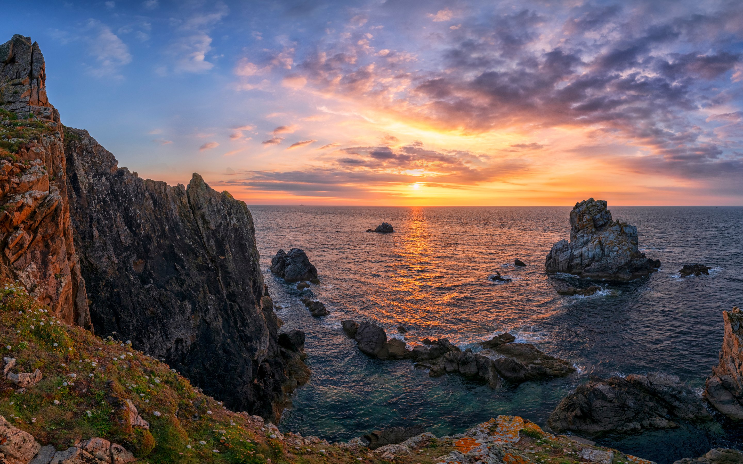 French Coastal Cliffs at Sunset - Wallpapers for Apple MacBook 15″ in 2880x1800 resolution