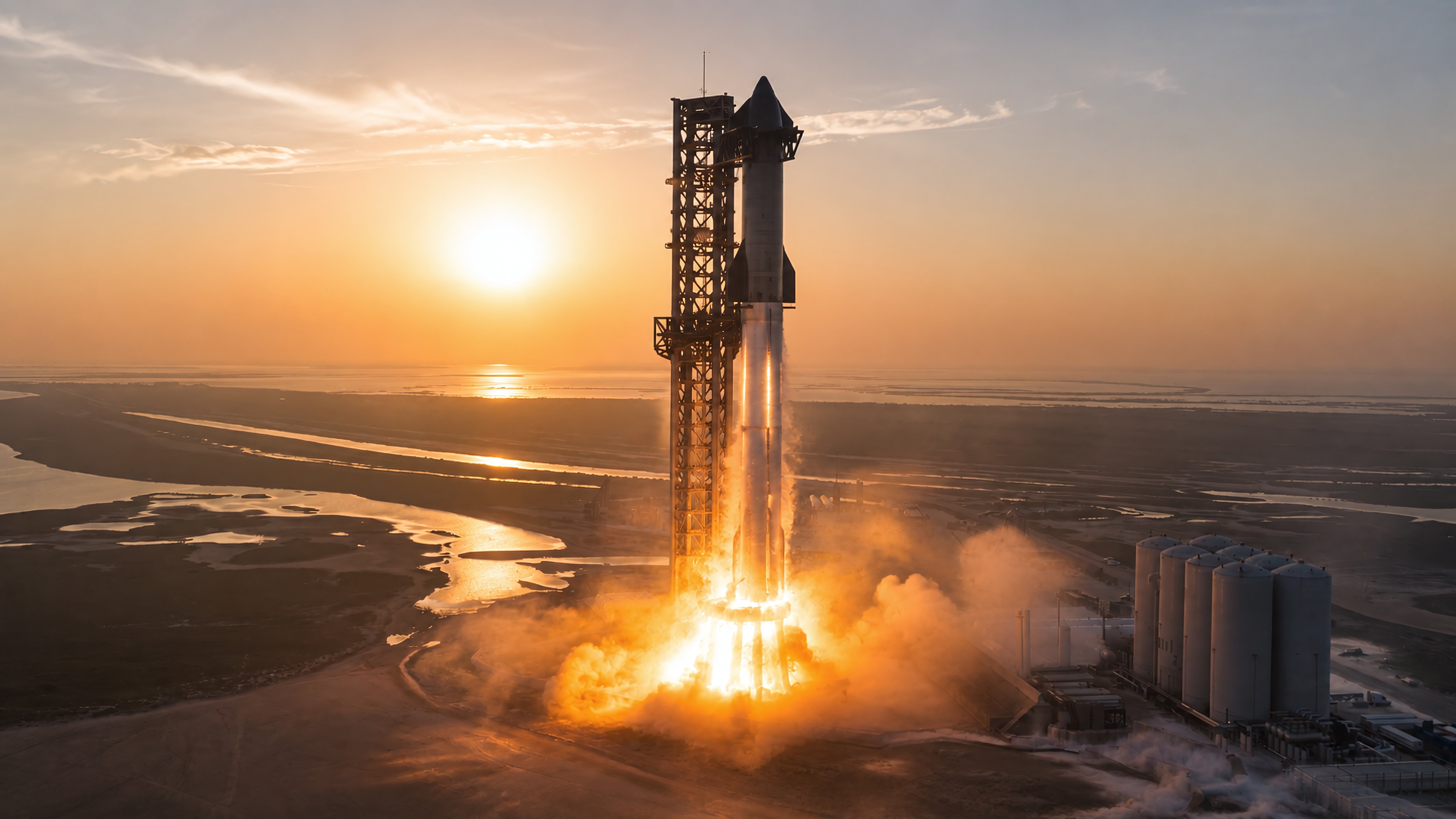 Старт Starship от SpaceX - 5K обои в разрешении 5120x2880