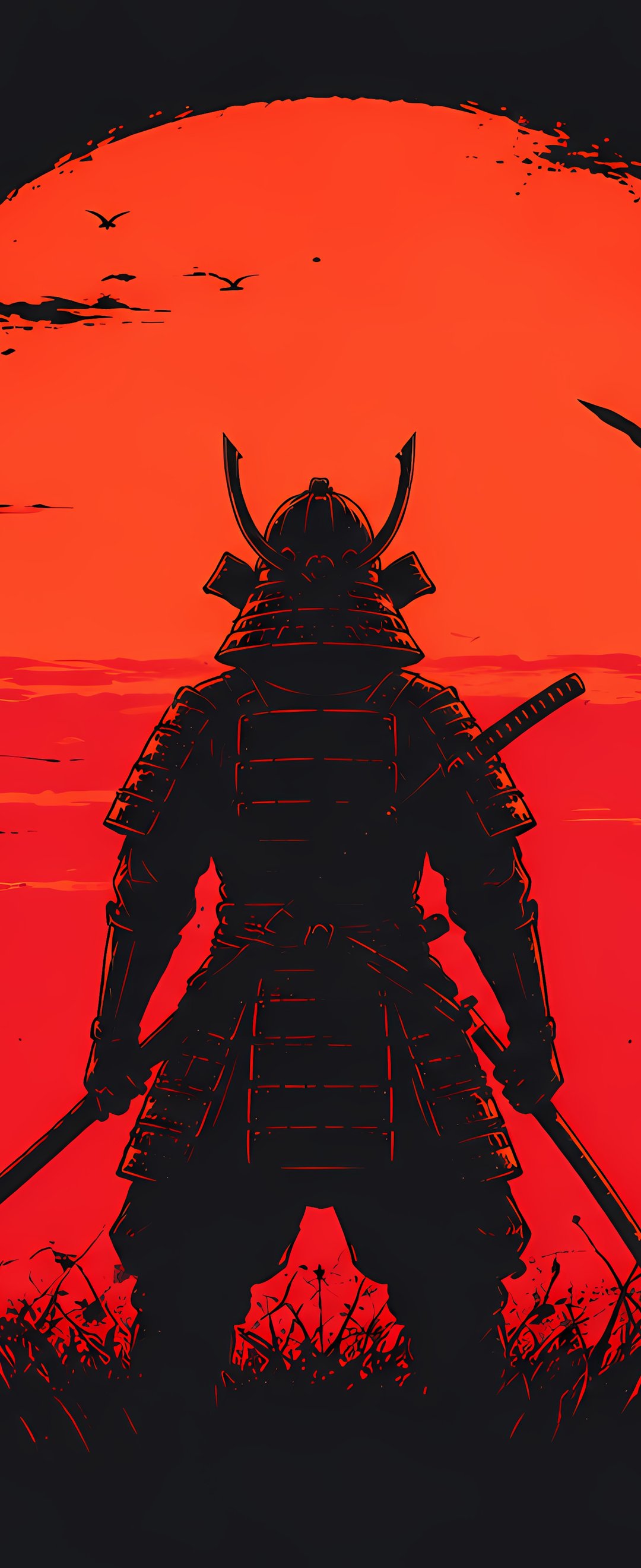 Samurai Warrior with Katana at Sunset - Wallpapers for Samsung Galaxy Z Flip6, Motorola Razr 2025 in 1080x2640 resolution
