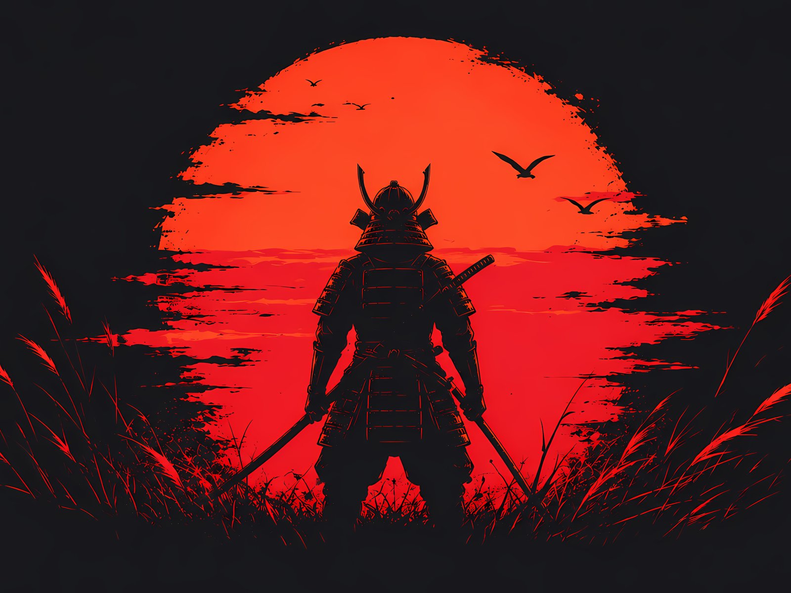 Samurai Warrior with Katana at Sunset - UXGA wallpapers in 1600x1200 resolution