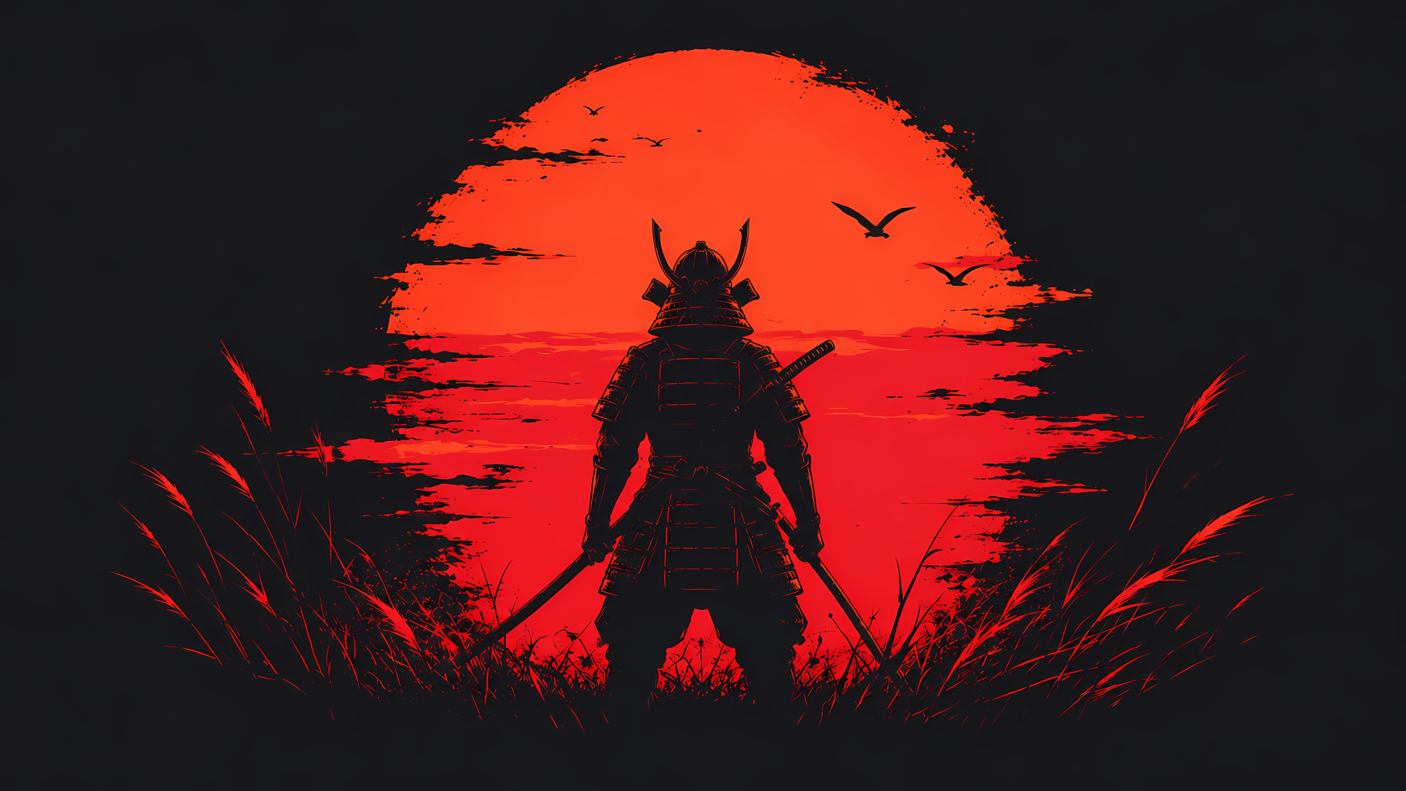 Samurai Warrior with Katana at Sunset - Wallpapers for Apple iMac 24″ in 4480x2520 resolution