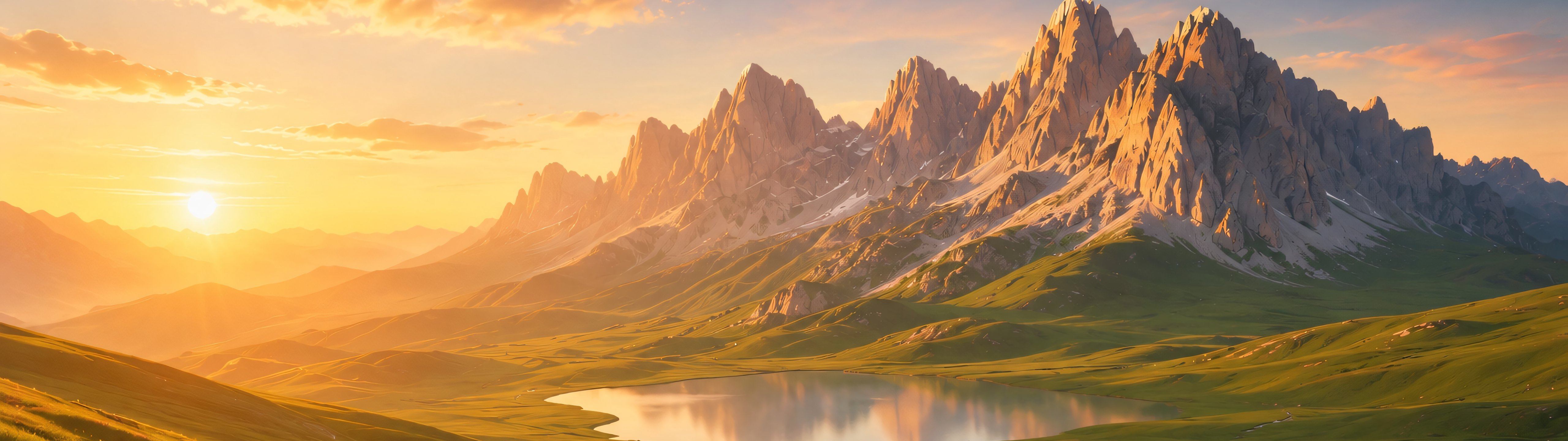 Dolomites in a yellow sunset - UltraWide 32:9 wallpapers in 5120x1440 resolution