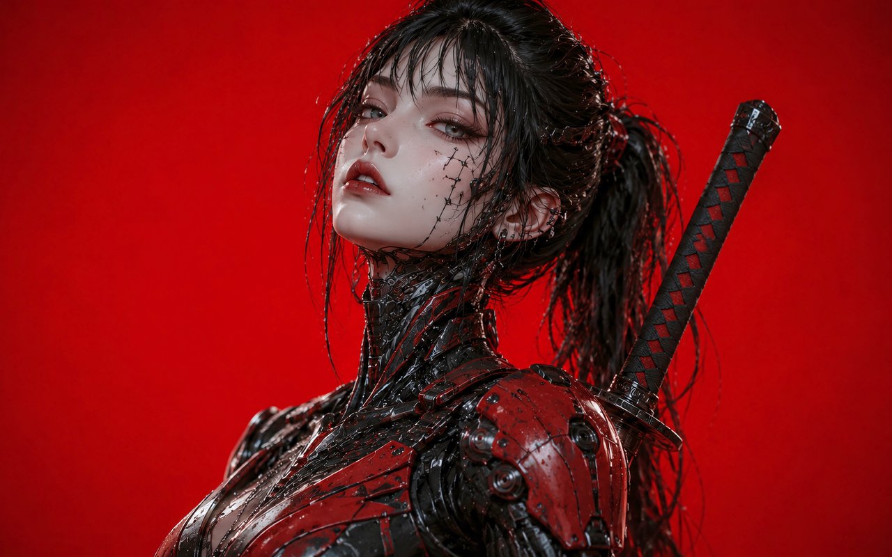 Cyborg Samurai Woman with Katana - WXGA_1280 wallpapers in 1280x800 resolution