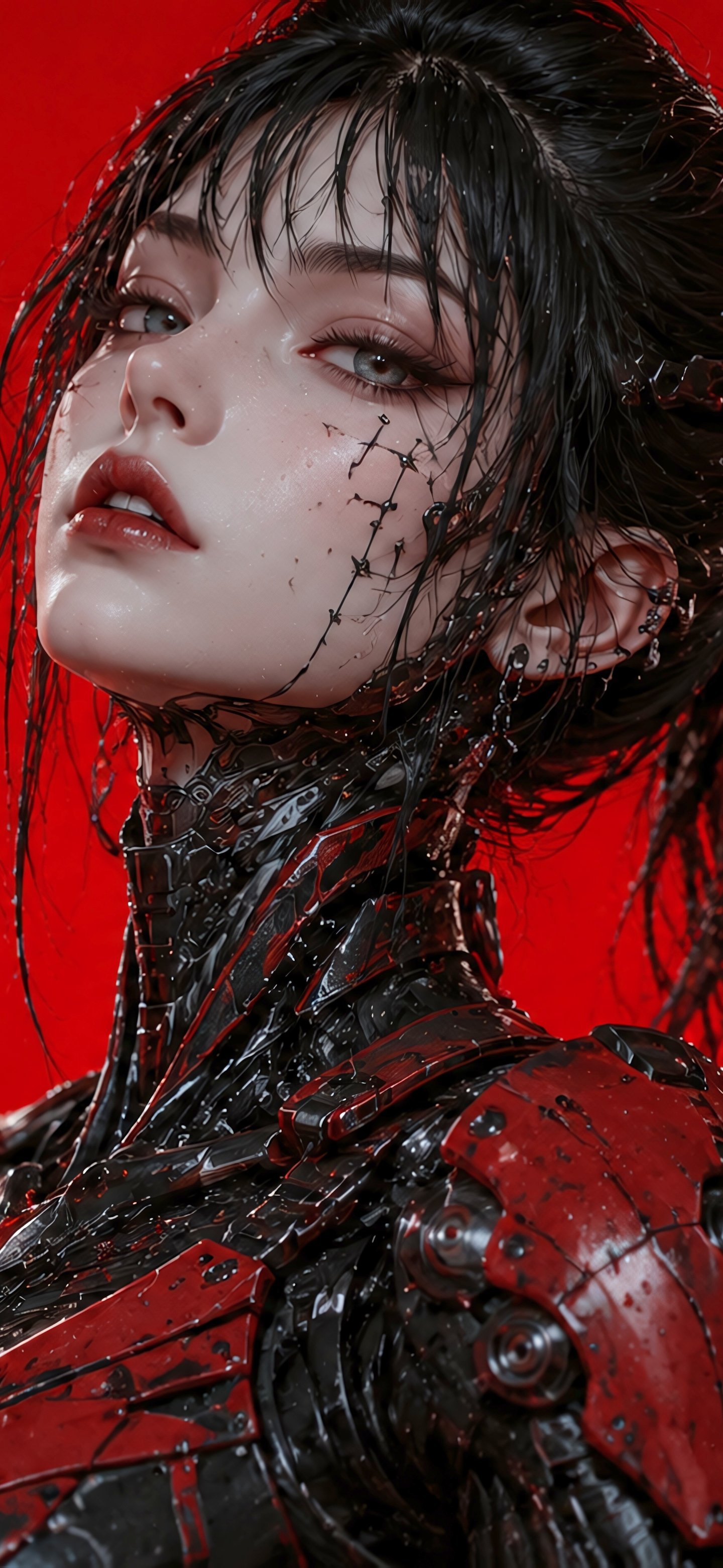 Cyborg Samurai Woman with Katana - Wallpapers for Samsung Galaxy S24/S24 Ultra/S25 Ultra/S25+/S26 Ultra in 1440x3120 resolution