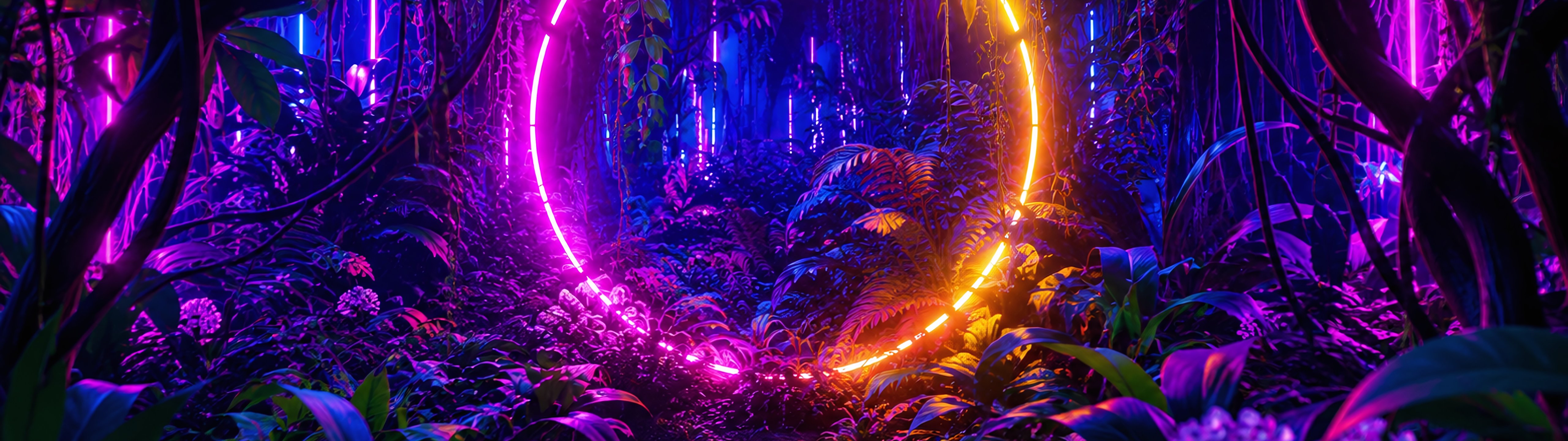 Neon Ring in Jungle - UltraWide 32:9 wallpapers in 5120x1440 resolution