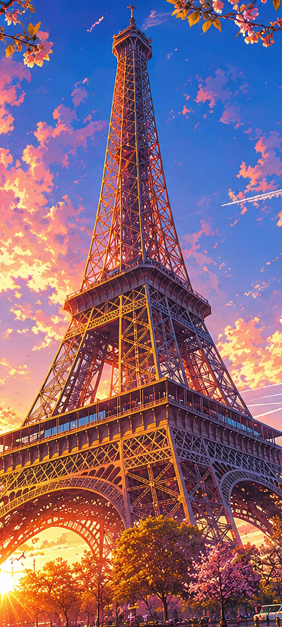 Eiffel Tower at Sunset - Wallpapers for Samsung Galaxy M55, POCO M4/X4/X5, Xiaomi Redmi 12/13/Note 13/Note 14/Note 14S in 1080x2400 resolution