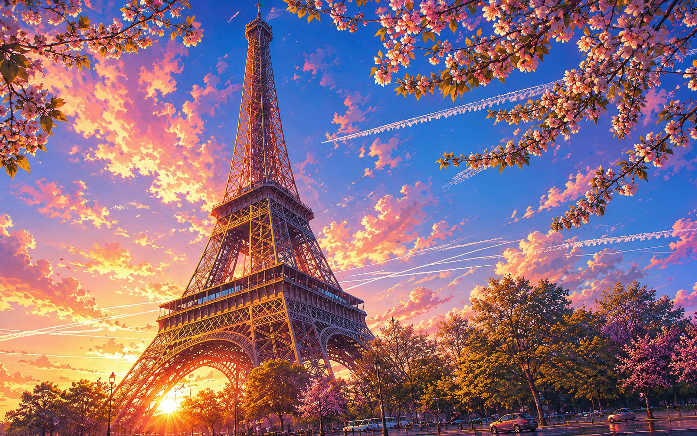 Eiffel Tower at Sunset - Wallpapers for Apple MacBook 12″ in 2304x1440 resolution