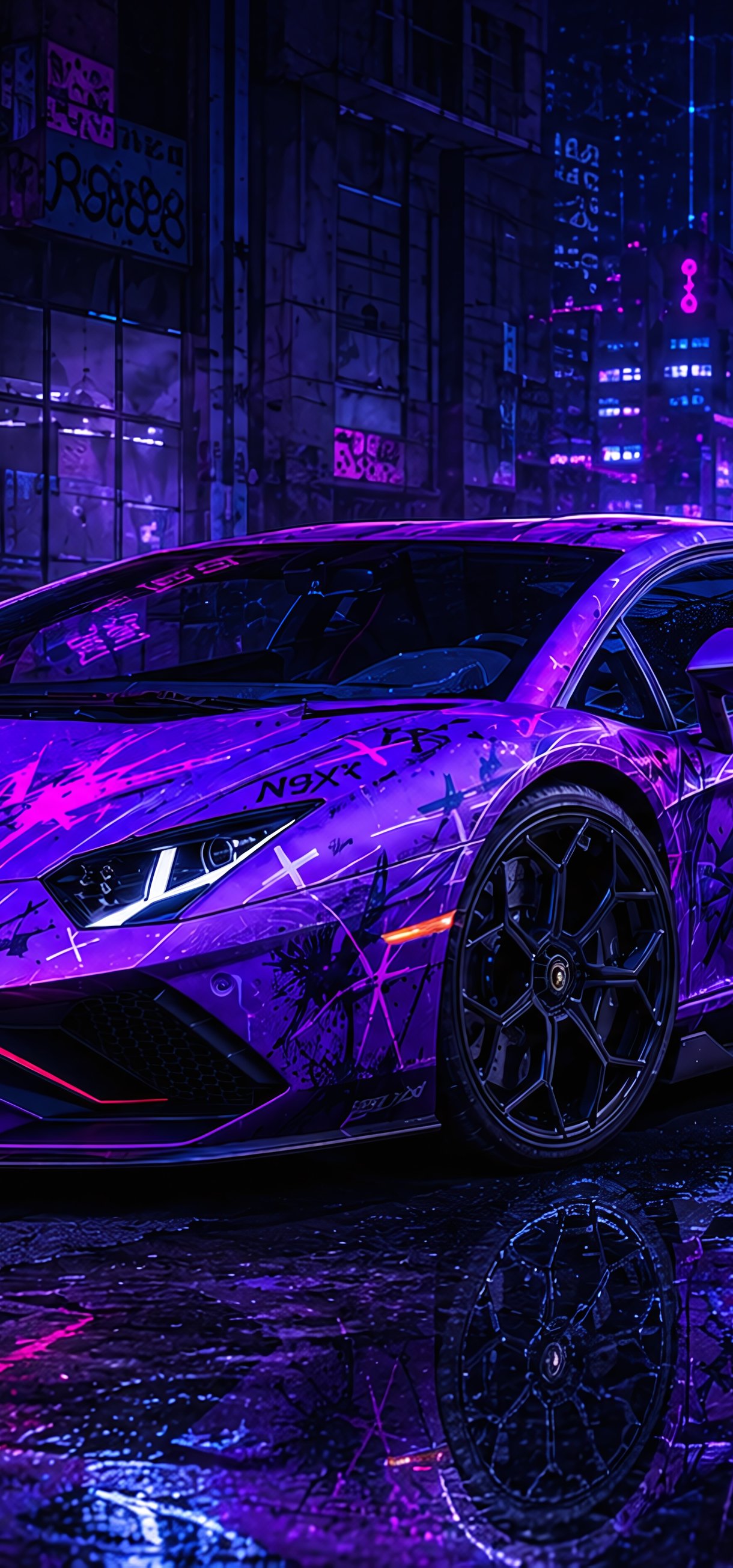 Purple Lamborghini Aventador S with livery - Wallpapers for Xiaomi 17/17 Pro in 1220x2608 resolution