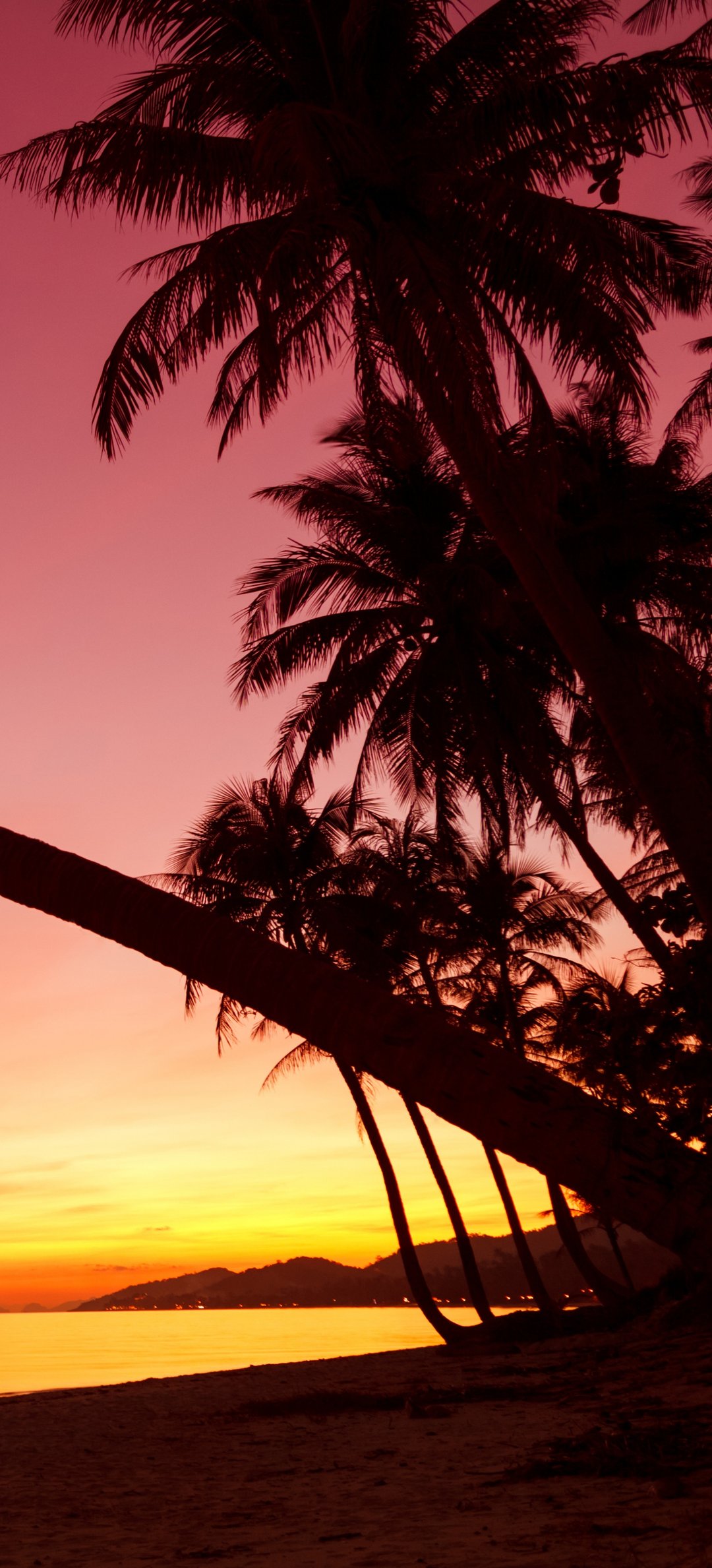 Tropical beach with colorful sunset - Wallpapers for Honor/Huawei in 1080x2376 resolution