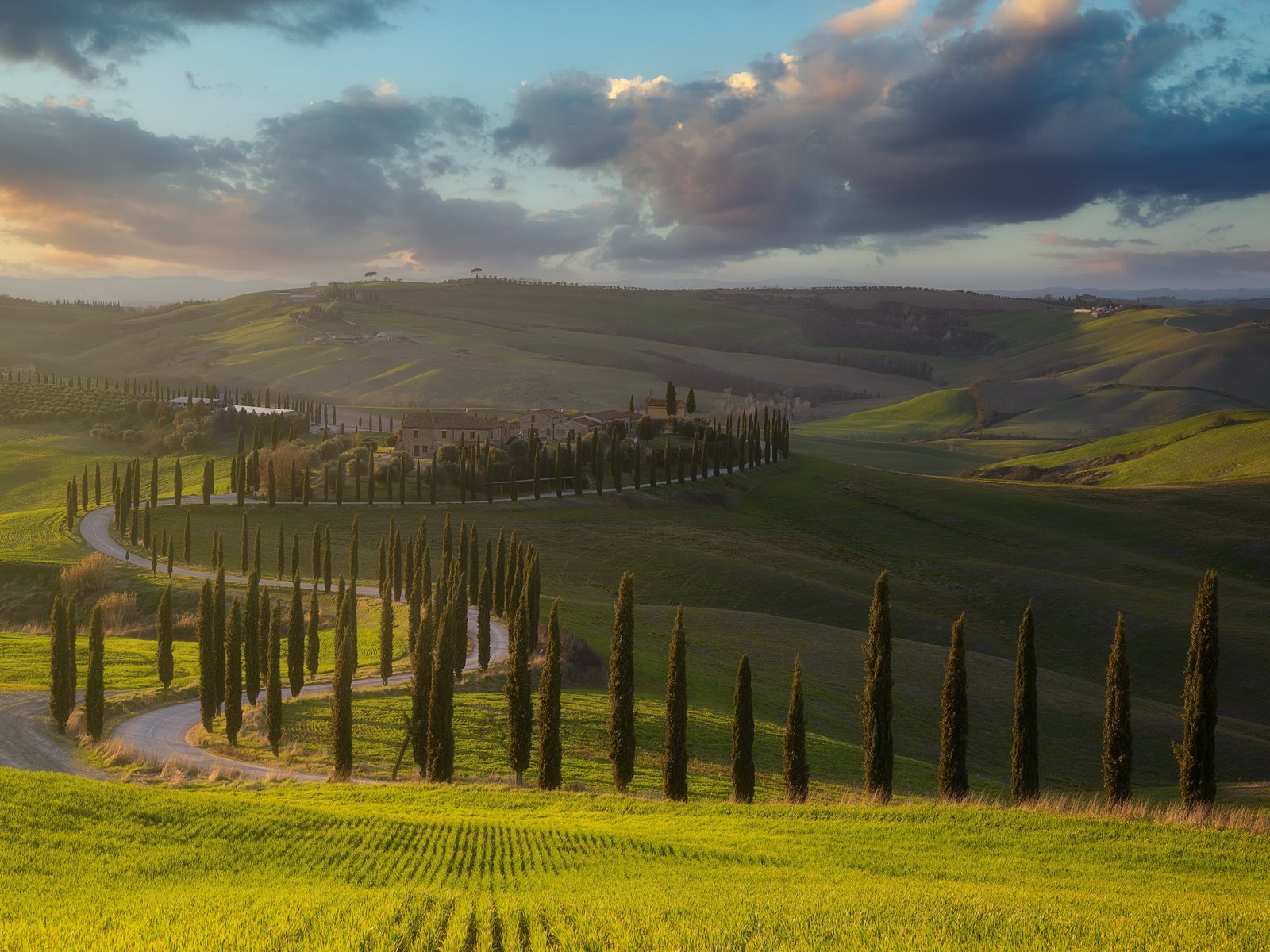 Tuscany Landscape with Cypress Trees - UXGA wallpapers in 1600x1200 resolution
