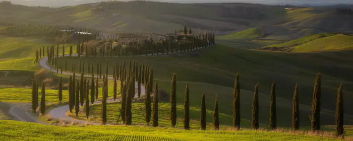 UltraWide 32:9 wallpapers (5120x1440): Italy, Tuscan, cypress, valley