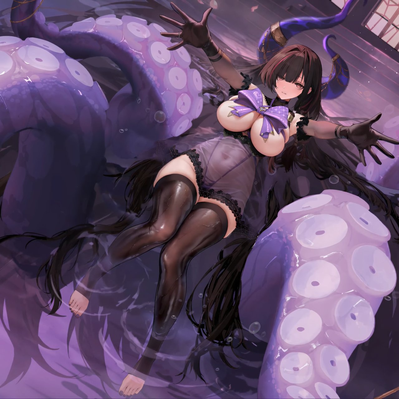 Anime Girl with Octopus Tentacles - Wallpapers for Lenovo, Huawei in 1280x1280 resolution