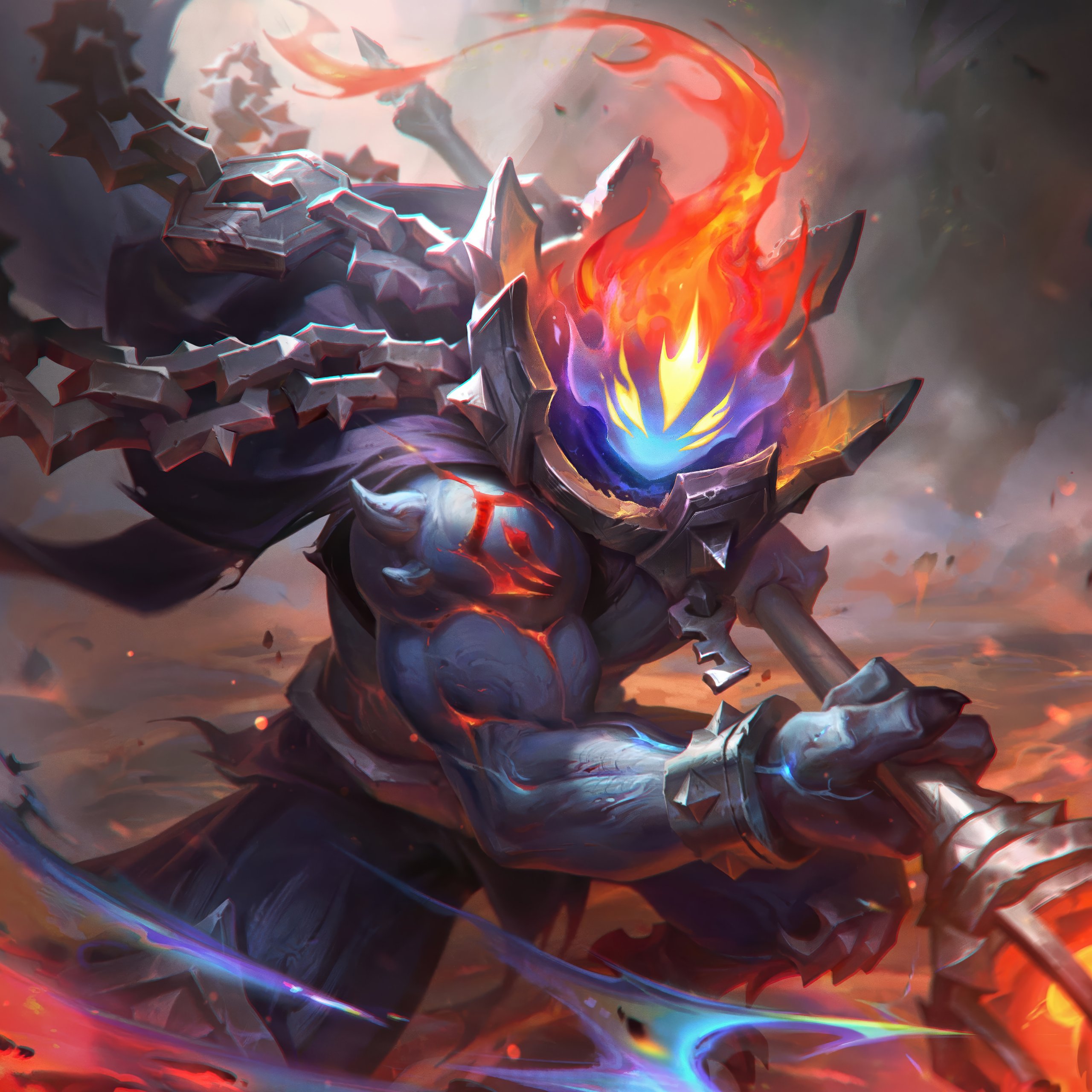 Jax Warrior with Staff in Battle - Wallpapers for Samsung Galaxy Tab S9 FE+/Tab S11, Xiaomi Pad 5, Redmi Pad 2 Pro, POCO Pad in 2560x2560 resolution