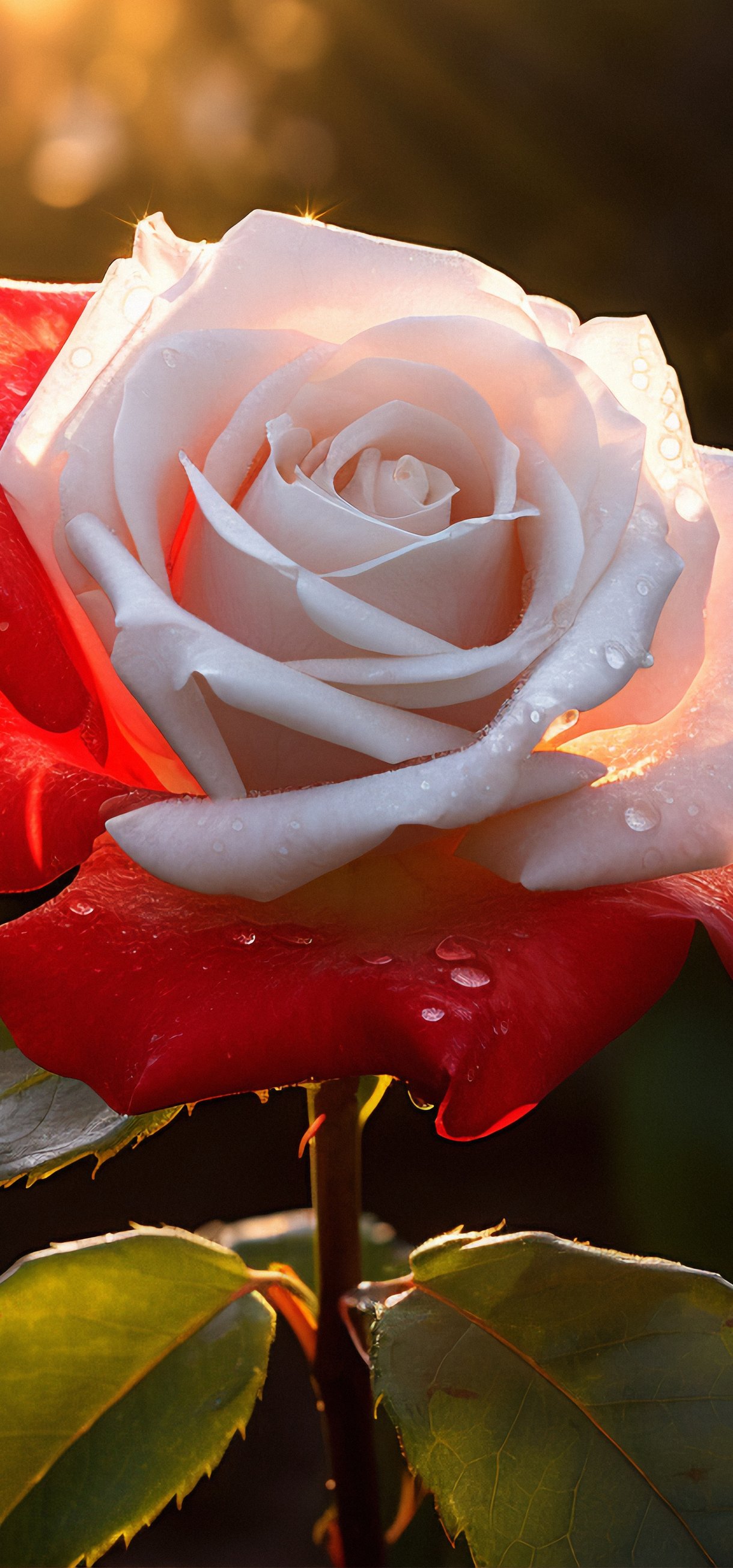 White and red rose close-up - Wallpapers for Xiaomi 17/17 Pro in 1220x2608 resolution