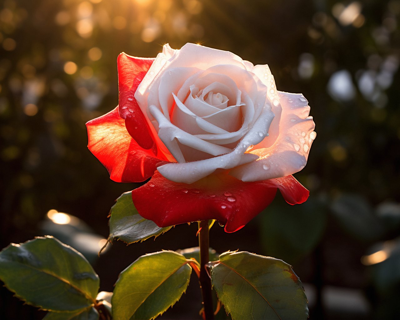 White and red rose close-up - SXGA wallpapers in 1280x1024 resolution