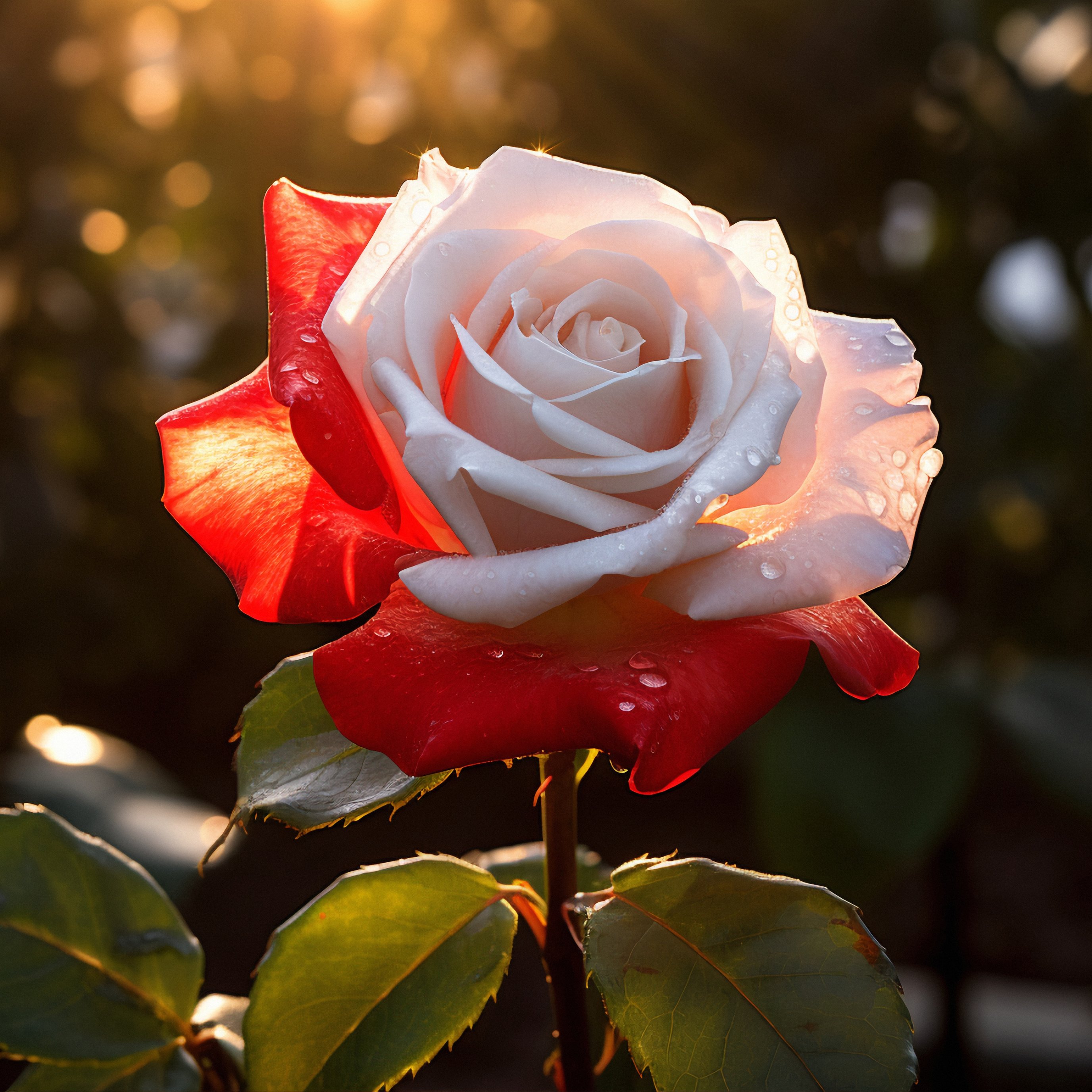 White and red rose close-up - Wallpapers for iPad Pro 13″ in 2752x2752 resolution