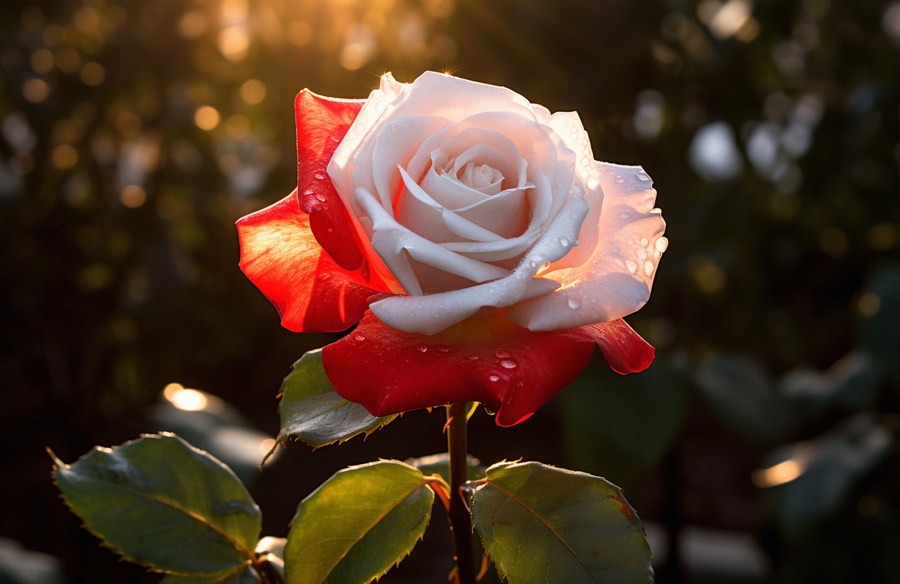 White and red rose close-up - Wallpapers for Apple MacBook 14.2″ in 3024x1964 resolution