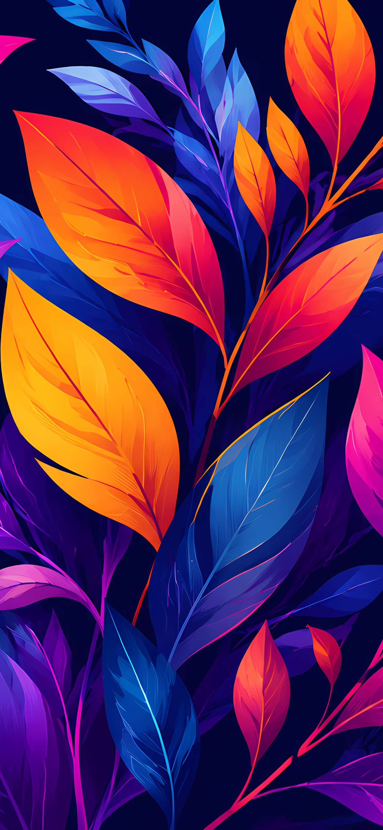 Разноцветные листья на ветке - Обои для iPhone 15 Pro Max/14 Pro Max в разрешении 1290x2796