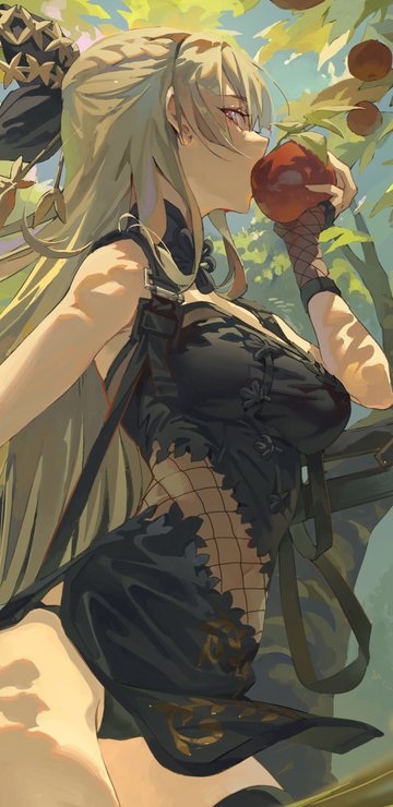 Anime samurai girl in black dress - Wallpapers for Samsung in 360x740 resolution