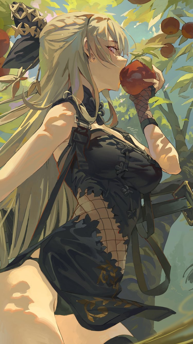 Anime samurai girl in black dress - Wallpapers for iPhone 6/6S/7/8/SE2/SE3 in 750x1334 resolution