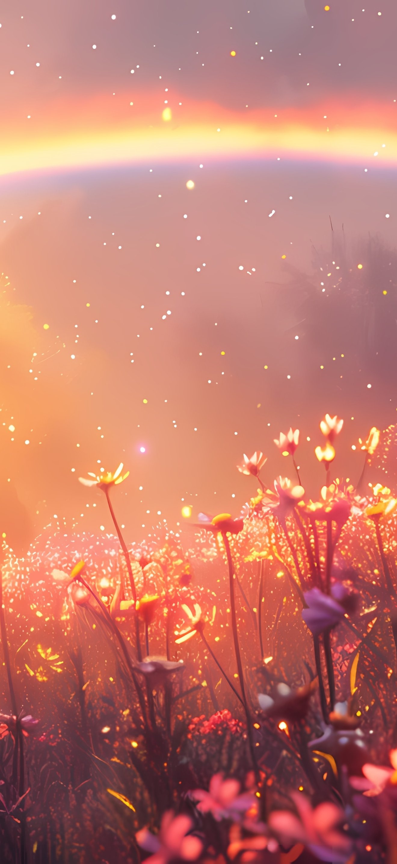 Colorful rainbow over a flower field - Wallpapers for iPhone 17 Pro Max/16 Pro Max in 1320x2868 resolution