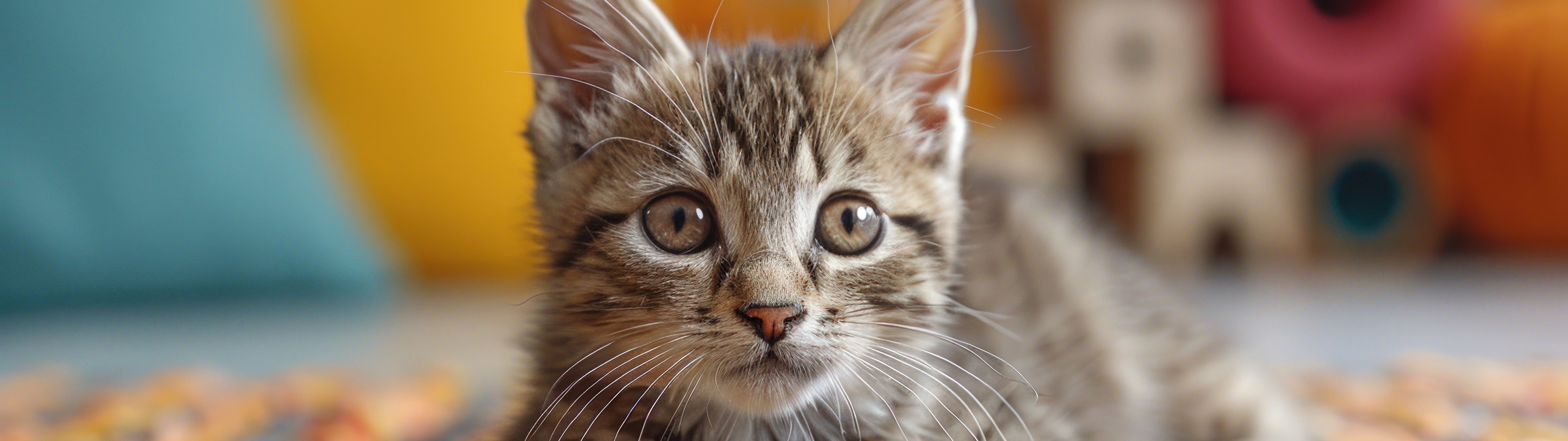 Cute grey kitten on the carpet - UltraWide 32:9 wallpapers in 3840x1080 resolution