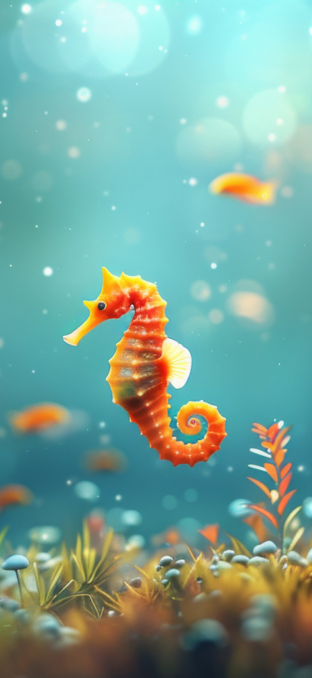 Seahorse Underwater - Wallpapers for iPhone 12 mini/13 mini, Samsung Galaxy S24/S24 FE/S25/S25 FE/S26/A55/A56/A35/A26/A16/M15, Xiaomi, Sony Xperia in 1080x2340 resolution