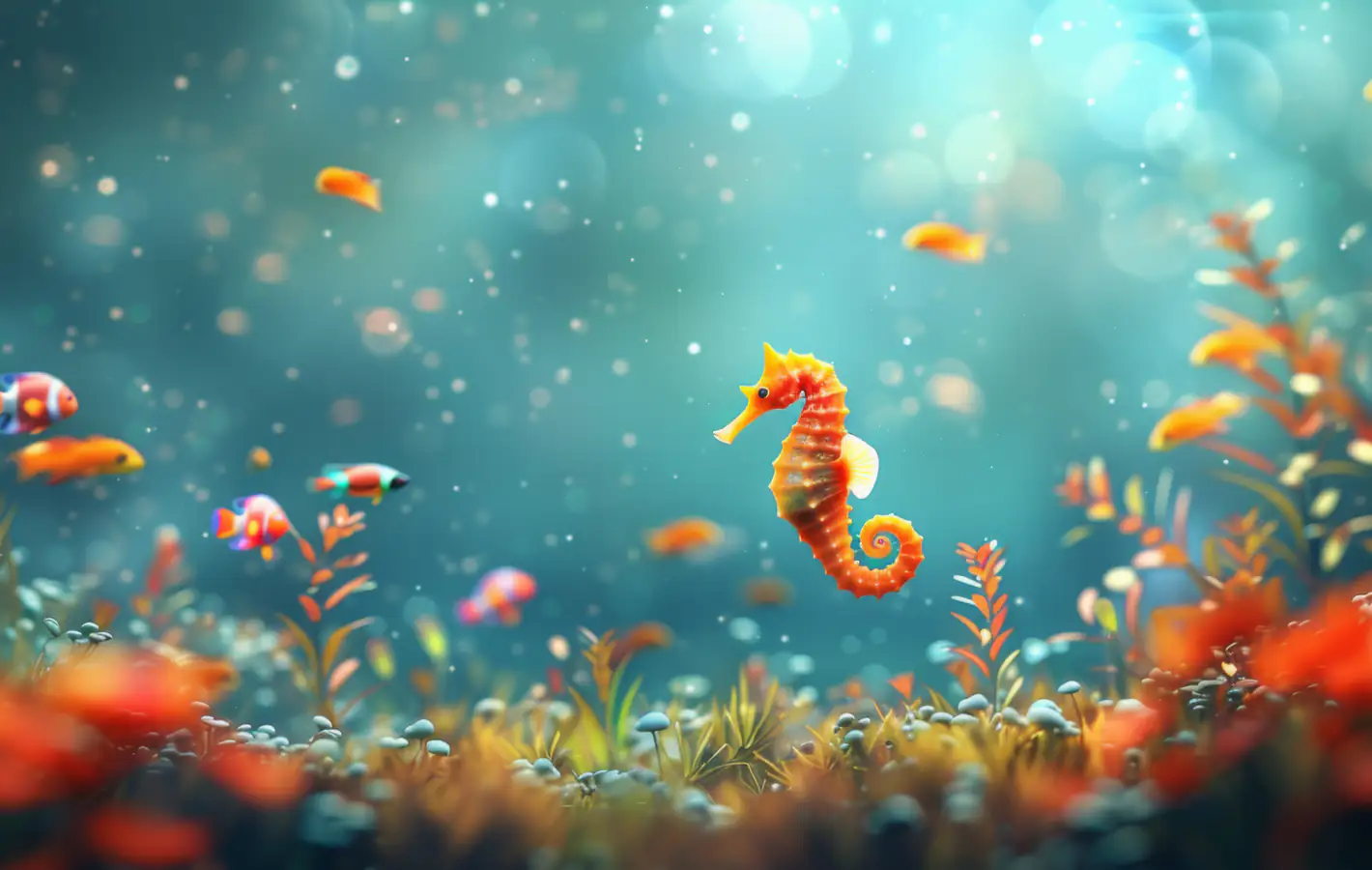Seahorse Underwater — desktop and phone wallpaper, free download