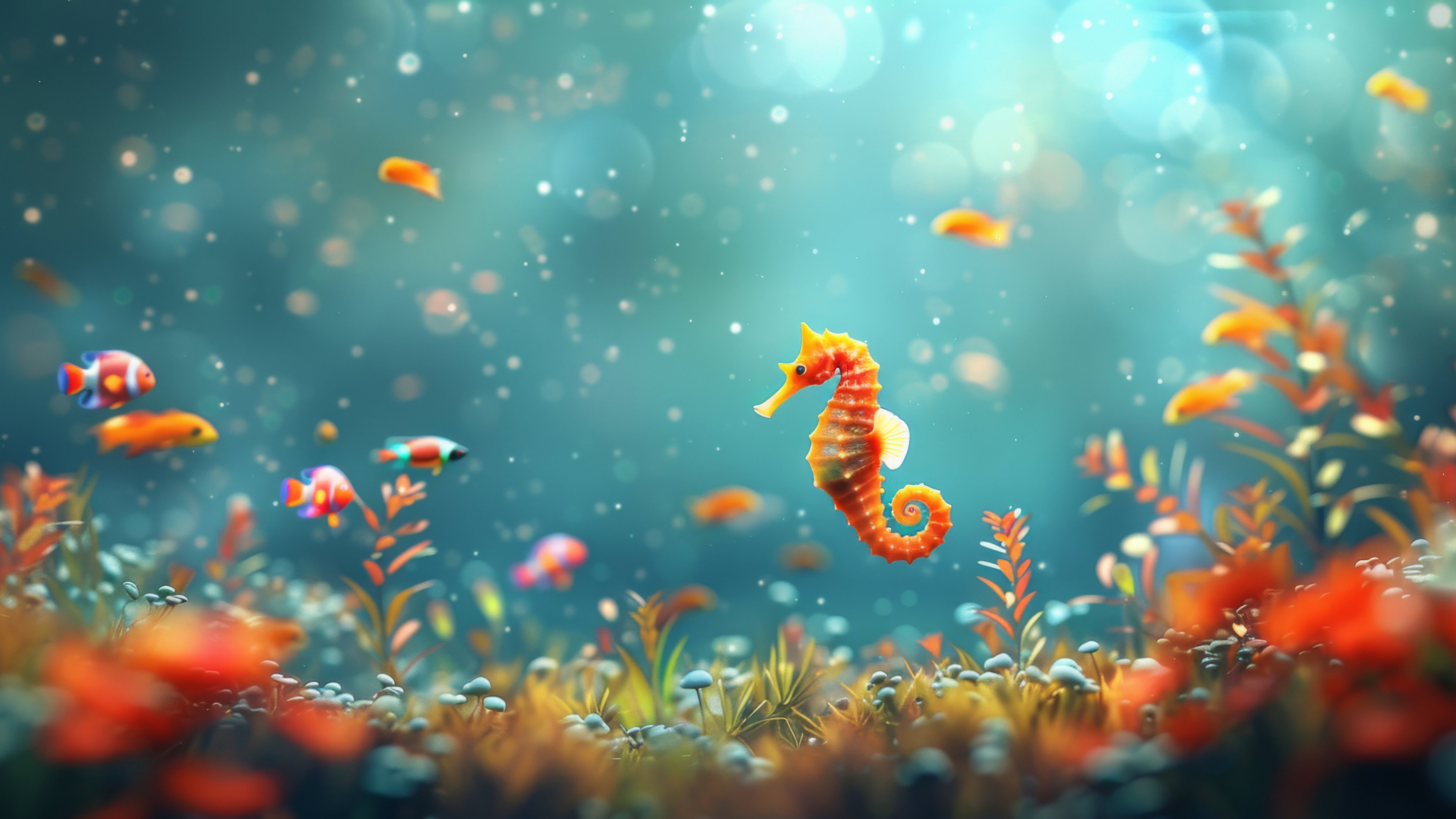 Seahorse Underwater - Wallpapers for Apple iMac 21.5″ in 4096x2304 resolution