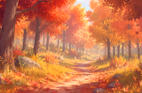 Nature wallpapers: forest, sky, path, autumn leaves