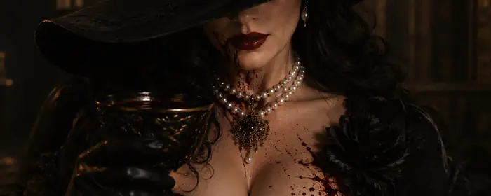 5K2K UltraWide 21:9 wallpapers (5120x2160): Lady Dimitrescu, Resident Evil Village, castle, vampire