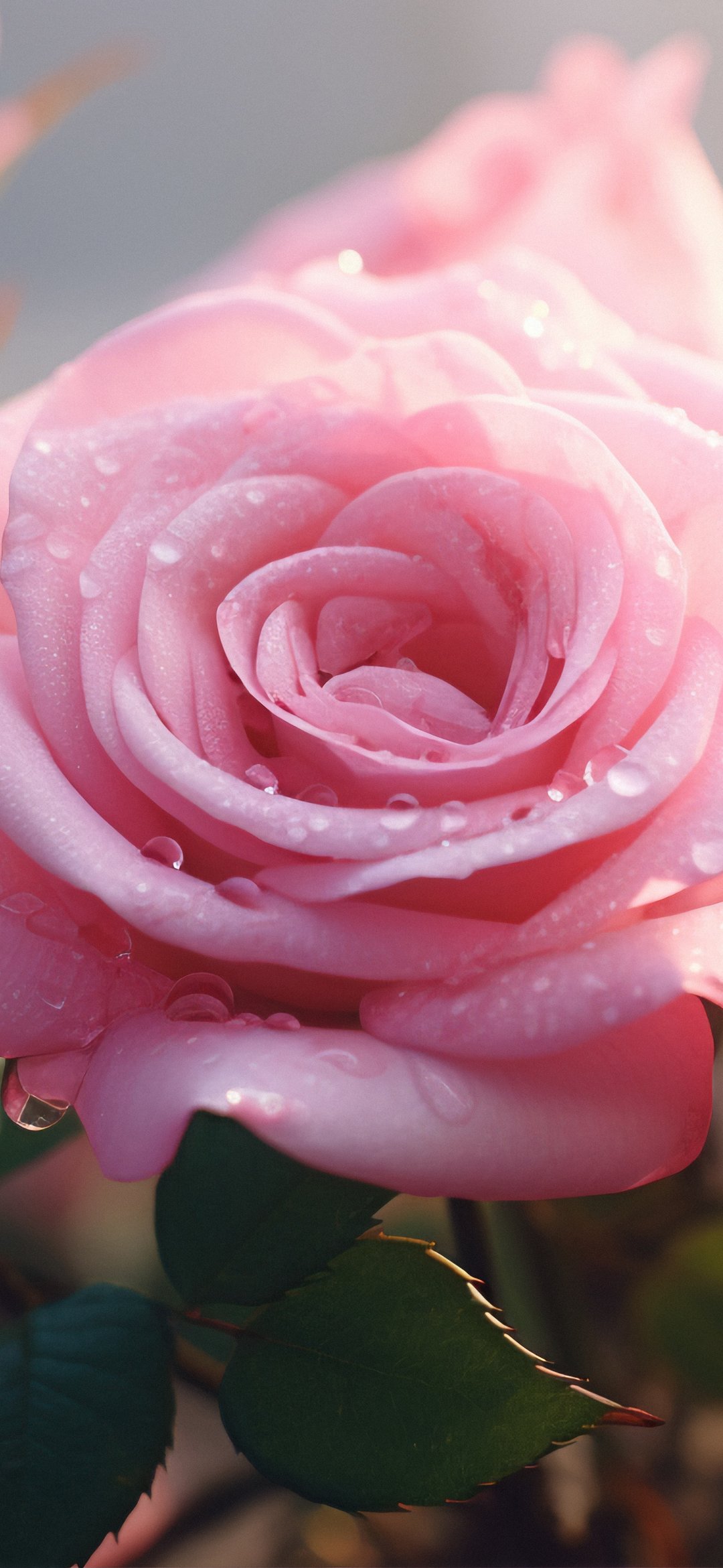 Dewy Pink Roses - Wallpapers for iPhone 12 mini/13 mini, Samsung Galaxy S24/S24 FE/S25/S25 FE/S26/A55/A56/A35/A26/A16/M15, Xiaomi, Sony Xperia in 1080x2340 resolution
