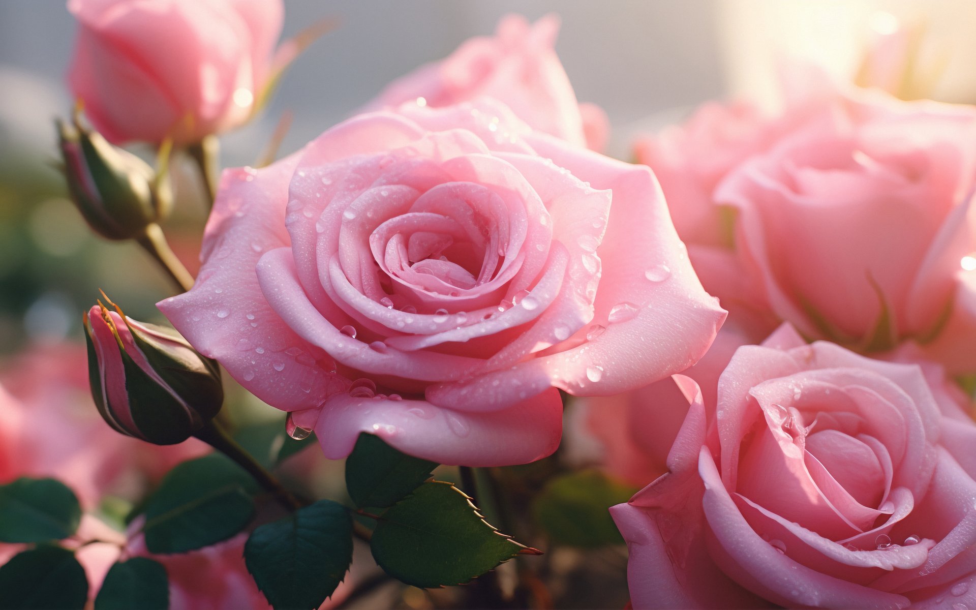 Dewy Pink Roses - WUXGA wallpapers in 1920x1200 resolution