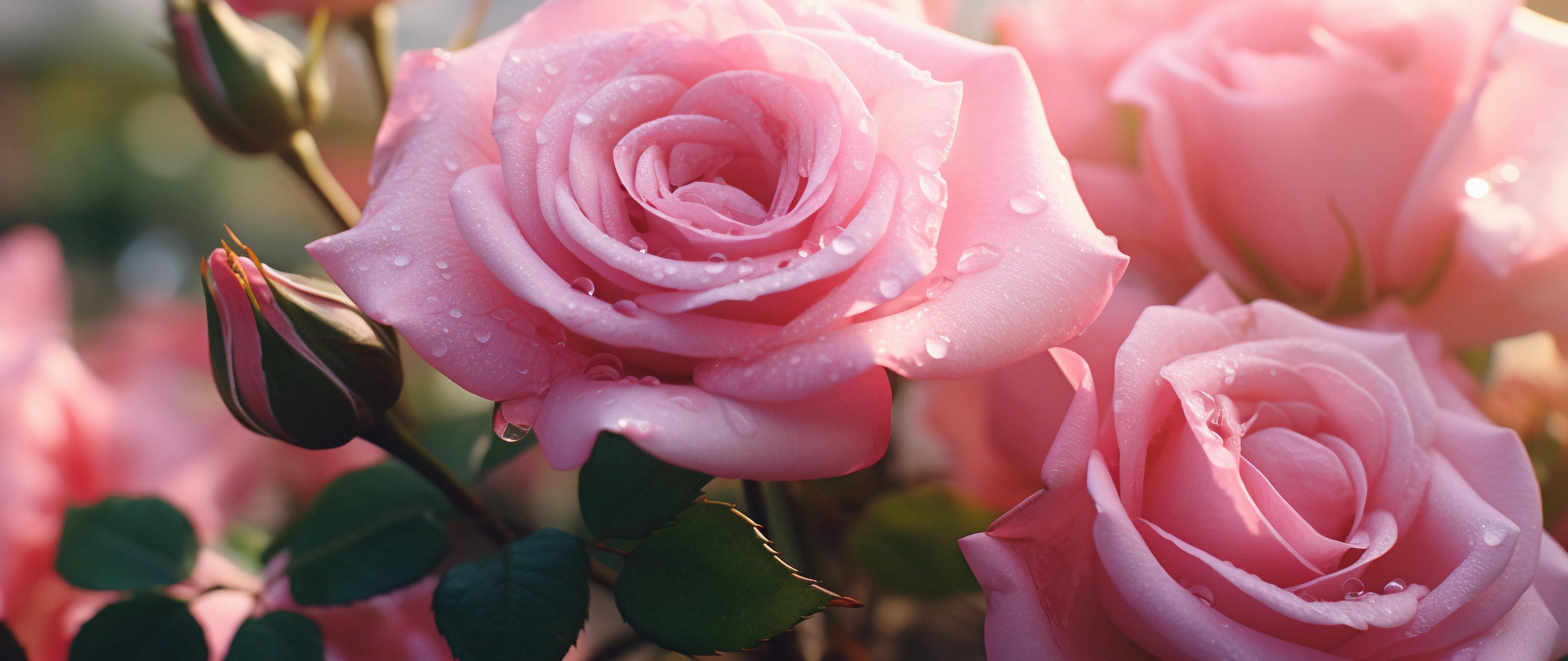 Dewy Pink Roses - 5K2K UltraWide 21:9 wallpapers in 5120x2160 resolution