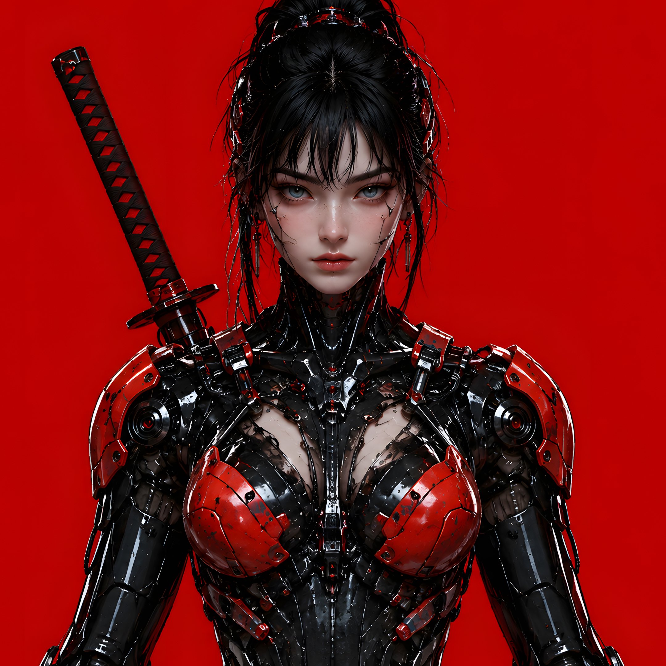 Cyberpunk warrior with cyberimplants - Wallpapers for iPad 10.2″ in 2160x2160 resolution