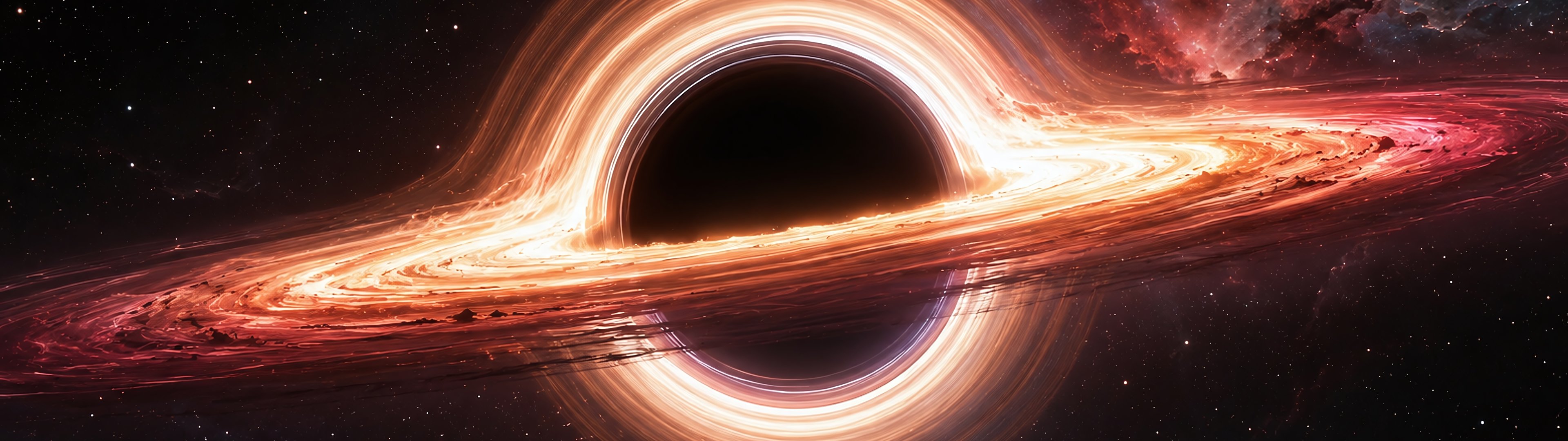 Красочная черная дыра крупным планом - UltraWide 32:9 обои в разрешении 3840x1080