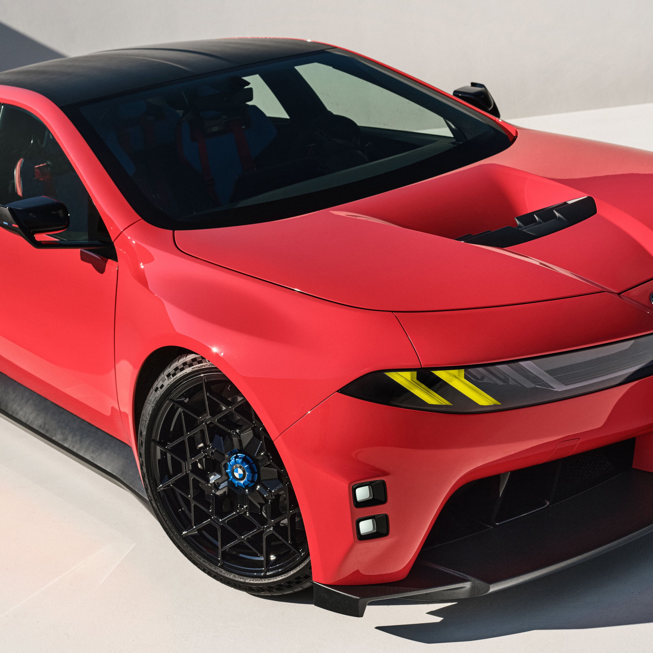 Red BMW M3 Neue Klasse in the studio - Wallpapers for Samsung Galaxy Tab S9 FE+/Tab S11, Xiaomi Pad 5, Redmi Pad 2 Pro, POCO Pad in 2560x2560 resolution
