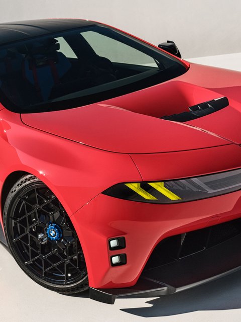 Red BMW M3 Neue Klasse in the studio - Wallpapers for HTC/BlackBerry in 480x640 resolution