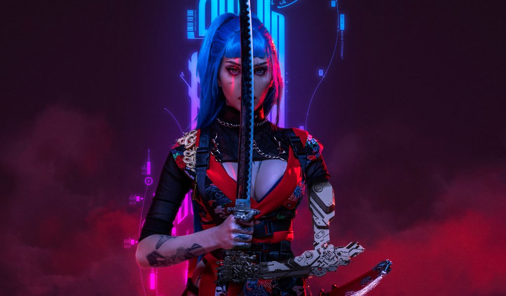 Cosplay from Alin Ma to cyberpunk warrior - WSVGA wallpapers in 1024x600 resolution