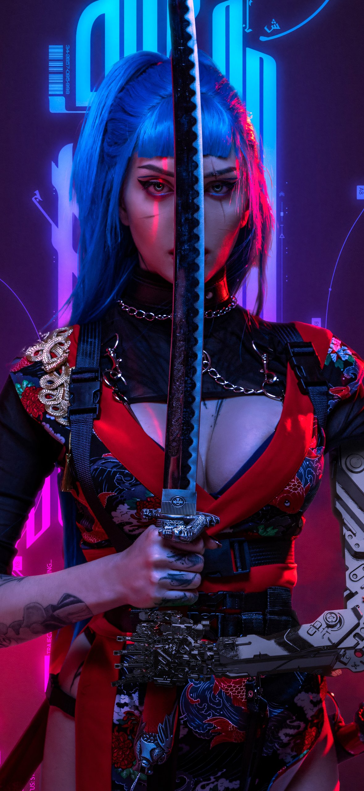 Cosplay from Alin Ma to cyberpunk warrior - Wallpapers for iPhone 14 Pro/15 Pro in 1179x2556 resolution