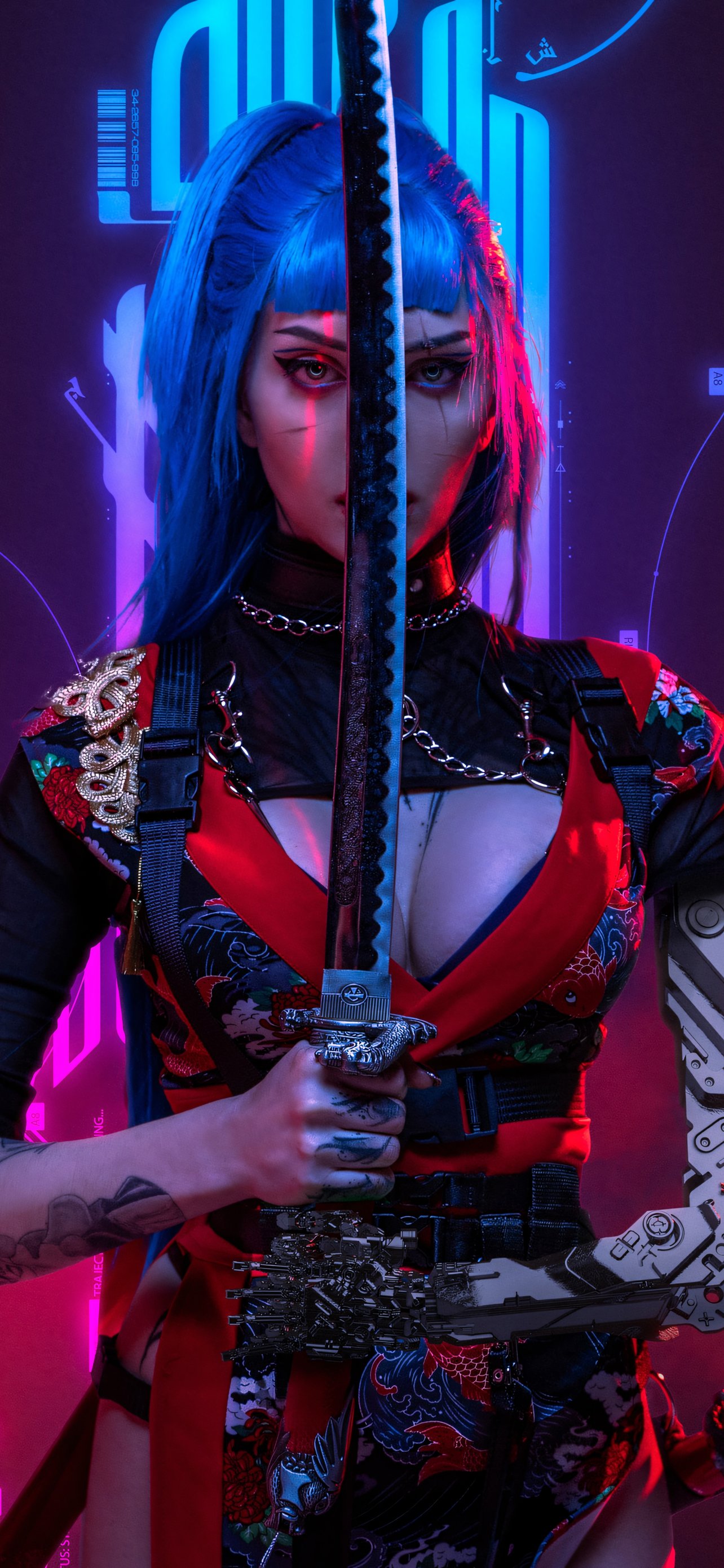 Cosplay from Alin Ma to cyberpunk warrior - Wallpapers for iPhone 13 Pro Max/12 Pro Max/14 Plus in 1284x2778 resolution