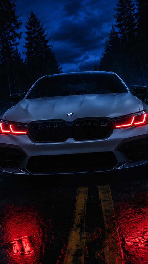 BMW M5 F90 with red LED headlights - Wallpapers for LG/ASUS in 480x854 resolution