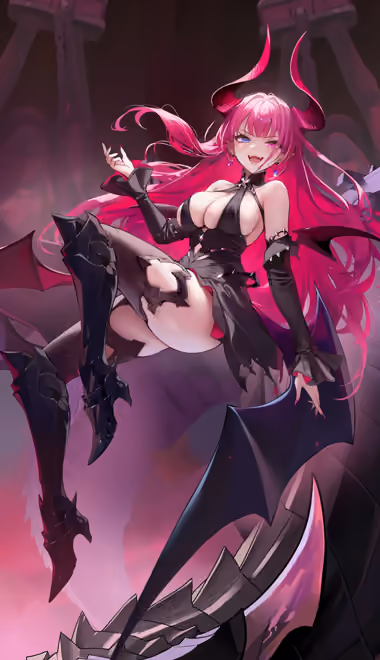Horns Wallpapers for iPhone 18 Pro/18/17 Pro/17/16 Pro (1206x2622): succubus, demon, anime girl, pink hair
