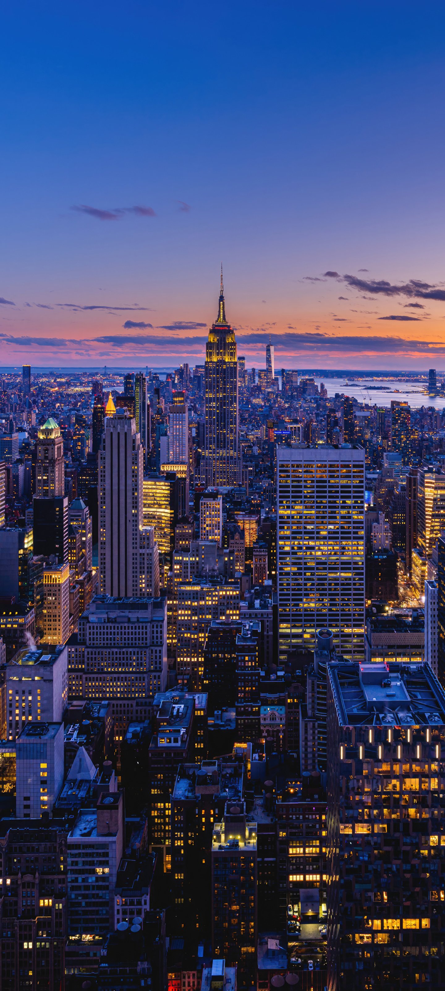 Evening New York with skyscrapers - Wallpapers for Xiaomi 13 Ultra/14 Ultra/15 Ultra/17 Pro Max, Samsung Galaxy S20/S20 Ultra/S21 Ultra in 1440x3200 resolution