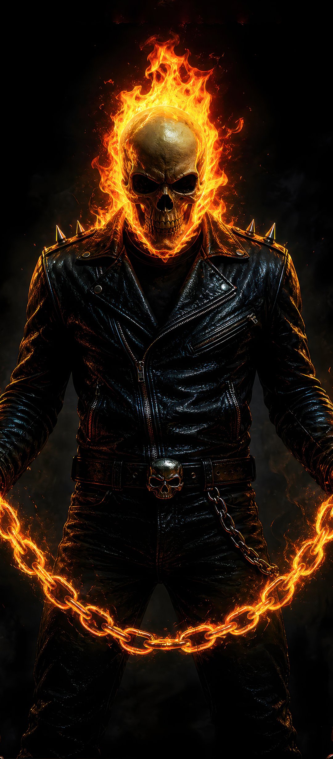 Ghost Rider with Burning Chain - Wallpapers for TECNO/Infinix in 1080x2460 resolution