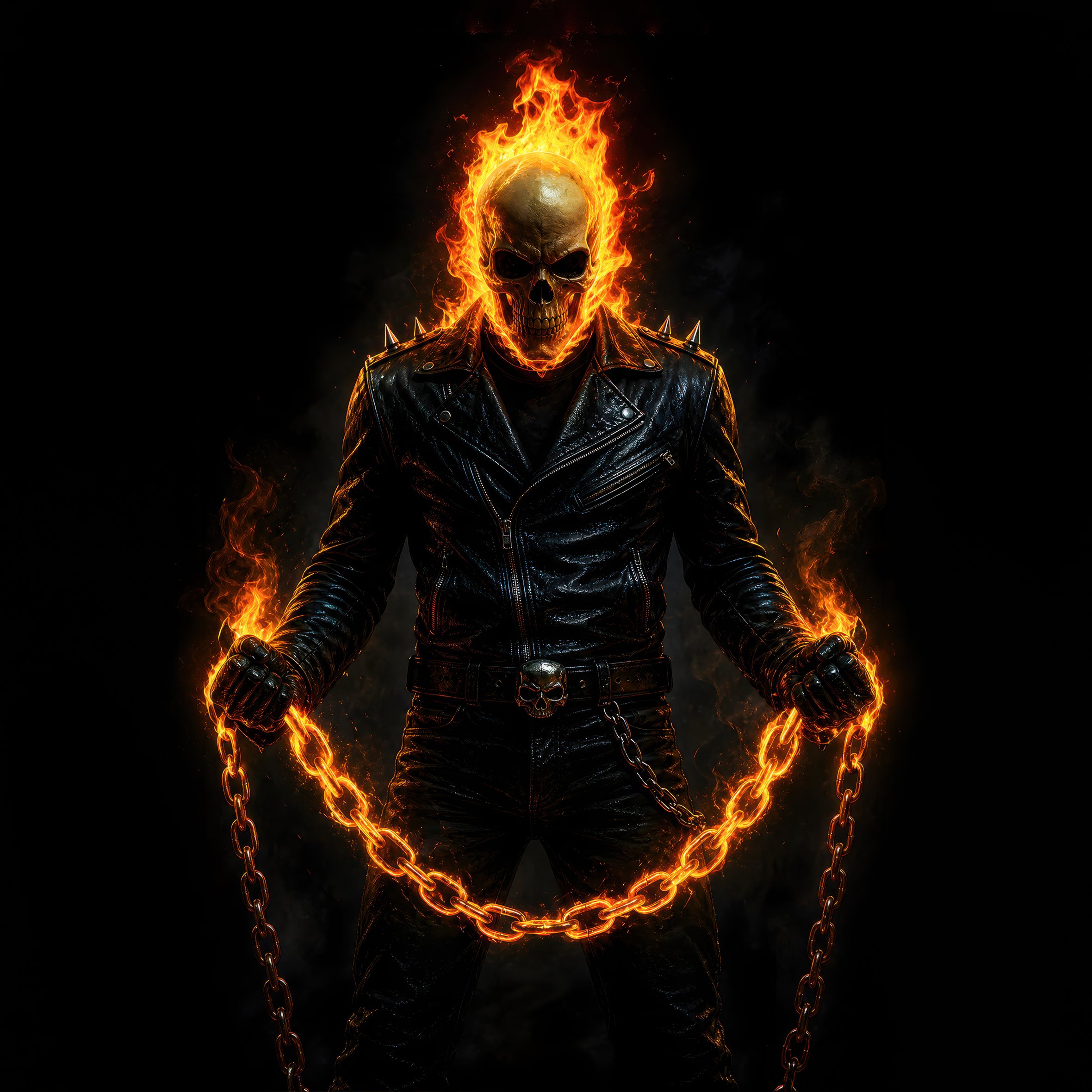 Ghost Rider with Burning Chain - Wallpapers for iPad Air 10.9″ in 2360x2360 resolution