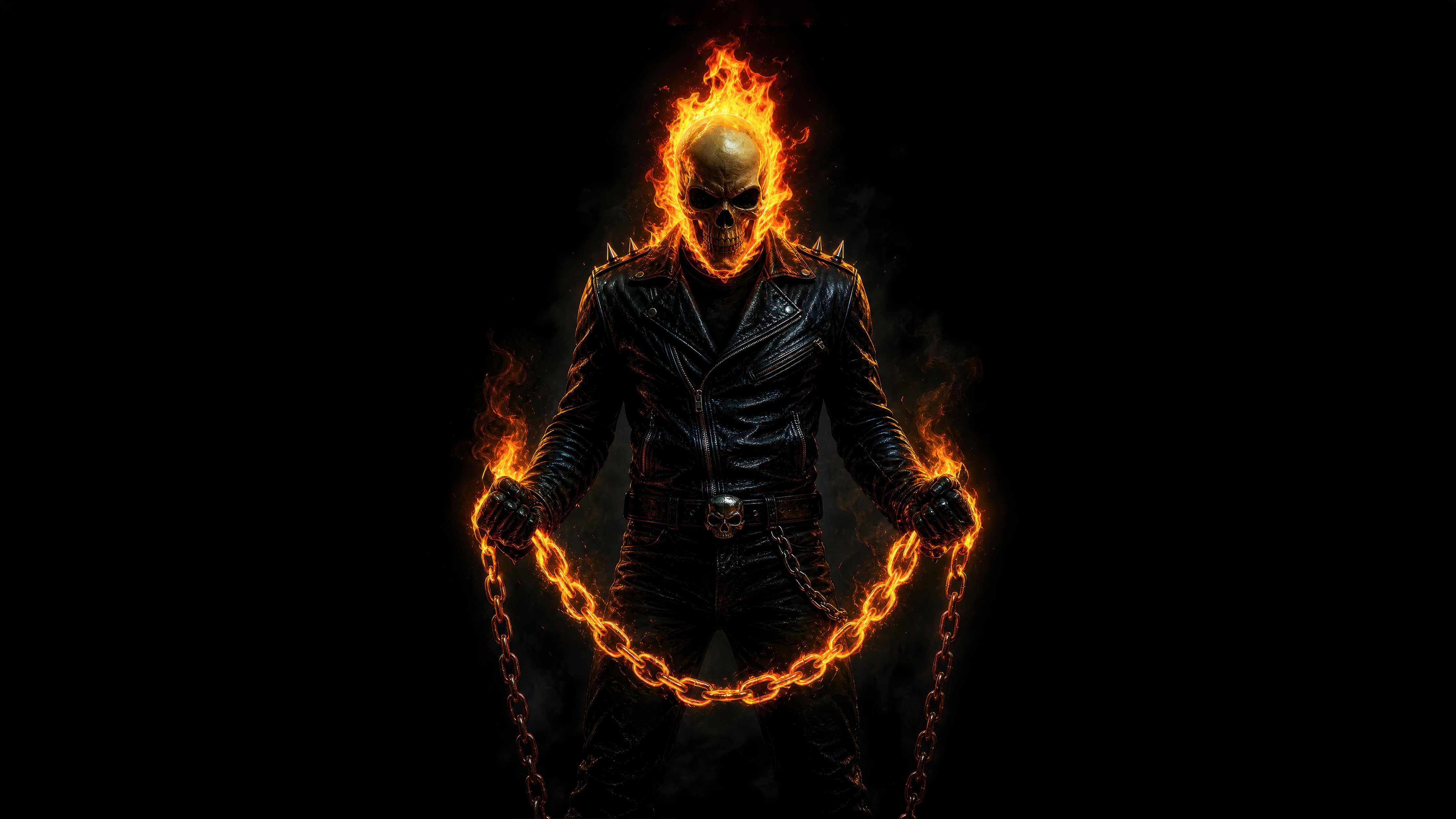 Ghost Rider with Burning Chain - Wallpapers for Apple iMac 24″ in 4480x2520 resolution